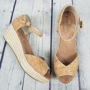 TOMS | Cork Glitz wedge espadrille d'orsay sandals